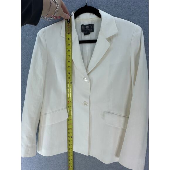 Lafayette 148 NY Women sz 8 Linen Blazer Off White Designer Office Workwear - Picture 10 of 15